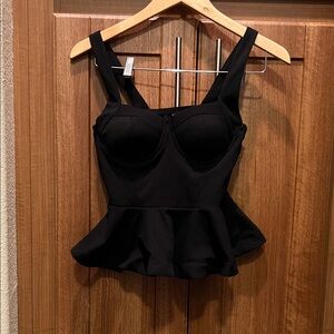 Black Peplum Bustier Top